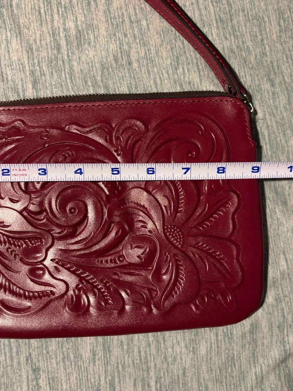 Patricia Nash Tooled Cassini Wristlet Clutch in Magenta Pink